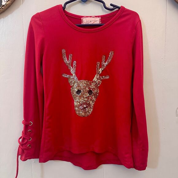 Girl’s Reindeer Christmas Shirt Size 6 - Picture 2 of 7